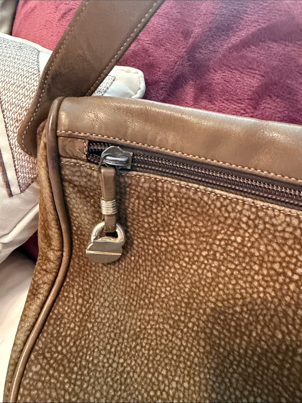Vintage Borbonese Redwall Italian leather crossbody in brown OP pattern - Picture 6 of 11